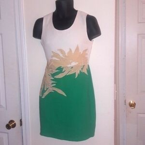 Spring Green, White, and Cream Sheath Dress, Size 4
